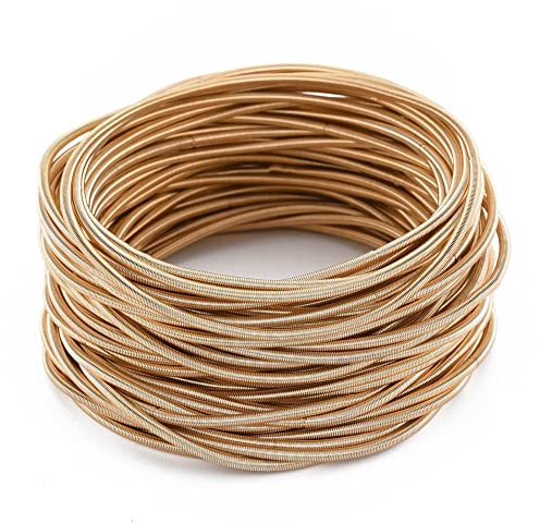 Beadthoven 50 Strands 2mm French Bullion Wire 12 Gauge Gimp Coil Light Gold Color Spiral Steel Memory Wire for Bracelet Jewelry Making Beading Embroidery Clothes Decoration