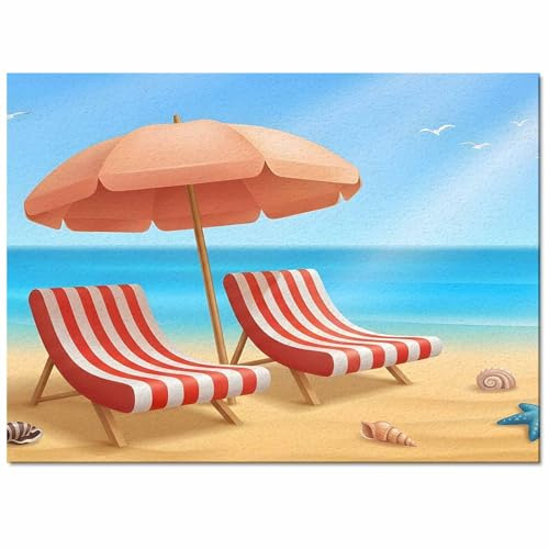 Area Rug Non Slip Rug Pad Floor Mat 24 x 36 Inch Summer Sandbeach Umbrella Deckchairs Ocean Pattern Bedside Rug Decorative Carpet for High Traffic Areas Dining Room Office