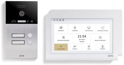 GVS - IP Video Türsprechanlage 2-Familienhaus mit Türöffner (RFID), HD Kamera, 2x10 Zoll Monitor & App - Smarte Video Türklingel mit Kamera & Gegensprechanlage (AVS5423U)