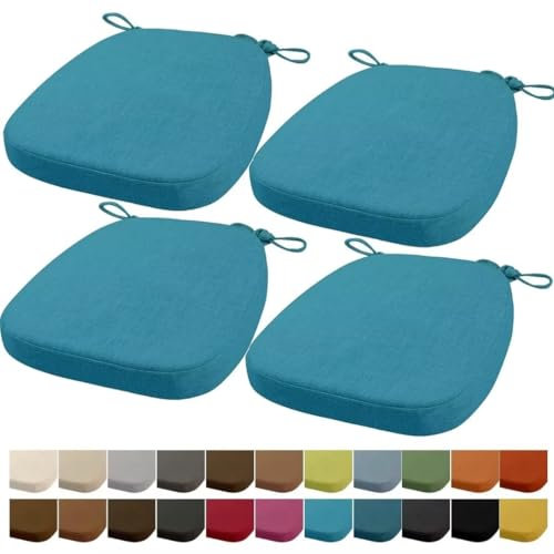 Orumrud 40x38x33CM(3CM Dicke) Stuhlkissen, Gartenstuhl Sitzkissen, Esszimmerstuhl Sitzkissen, waschbar, mit Reißverschluss, Riemen, rutschfestes Sitzkissen für Gartenstuhl (Licht Blau 4 Stück)