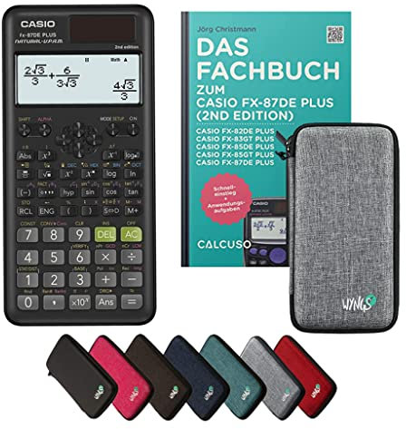 Casio fx-87DE Plus 2nd Edition inkl. Schutztasche Hellgrau & Fachbuch (48 Seiten, DIN A5) – Wissenschaftlicher Rechner – Smart Set