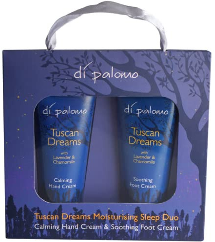 Di Palomo Vegan Tuscan Dreams Moisturising Sleep Duo. Calming Hand Cream & Soothing Foot Cream for Women. Moisturising Skin Care. Lavender & Chamomile for Anxiety Relief & Sleep Aid. Vegan Gift Set.