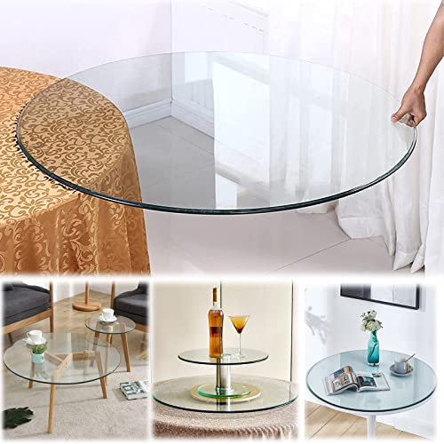 9 Mm Gehärtetes Glas, Runde Glastischplatte, 45cm 52cm 60cm 75cm, Flache Polierte Kante, Abgeschrägte Glastischplatte, Glasplatte, for Esstisch, Couchtisch, Zuhause, Büro, Garten, Lange Nutzungsdauer