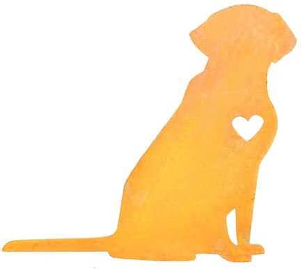 D&L Lasertec Edelrost Gartenstecker Labrador Rost, Edelrost, Ostern, Frühling, Hund, Herz, Muttertag, Gartendekoration, mit Stab