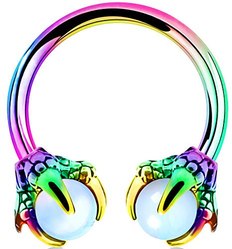 OUFER Helix Ohrring Hufeisen Ohrringe 18G Helix Piercing 316L Chirurgenstahl Helix Piercing Drachenkrallen Kreisring Knorpel Ohrring Körperpiercing Schmuck, Legierter Stahl
