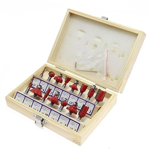 Kit da 15 Frese per Legno Gambo 8mm per Fresatrice a Pantografo Frese per Scanalature Legno Frese per Lavorazione Legno Frese per Bordi Cornici (Kit da 15 Pezzi Gambo 8mm)
