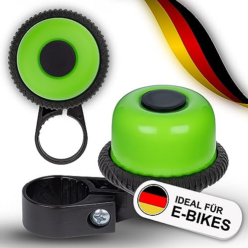 TRAILWOLF Fahrradklingel eBike - Grün - Platzsparende Montage unter dem Lenker - Ideal für E-Bike, MTB, Mountainbike - Maximale Sicherheit Made in Germany