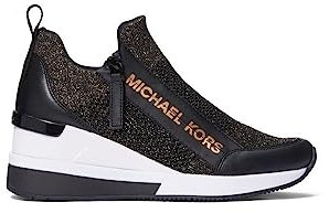 MICHAEL KORS Willis Wedge Trainer, Sneaker Mujer, Black/Bronze, 42.5 EU