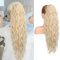 REECHO Pferdeschwanz Haarverlängerung, 66 cm Long Beach Gewellt Zugband Ponytail Extension Synthetischer Pferdeschwanz Haarteil für Frauen – Hellblond