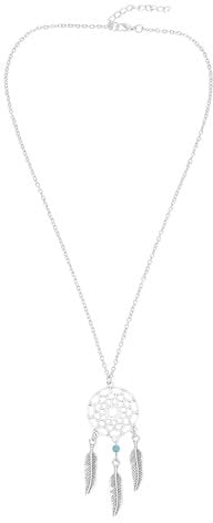 Amosfun Dream Catcher Necklace, Alloy Dreamcatcher Pendant With Turquoise Beads Necklace Dream Catcher Bohomia Jewelry for Women