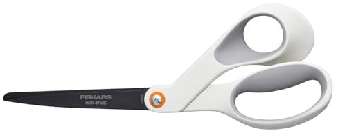 Fiskars Antihaft-Bastelschere, Länge: 21 cm, Rostfreie Stahl-Klinge/Kunststoff-Griffe, Weiß, 1070026