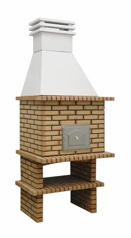 MOVELAR - Modul Holzofen Luxor Royal (Grau, Orange - 107 x 94 x 271 cm) – traditioneller Pizzaofen für den Außenbereich
