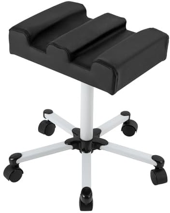 LUNICASHA Maniküre Fußstütze Höhenverstellbarer, Nageltisch Hocker mit 360° Schwenkrollen & Antibakterieller PVC-Oberfläche, Professionelle Beinstütze für Schönheitssalons, SPA und Privathaushalte
