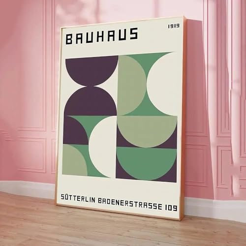 SHINERING Abstraktes Bauhaus Grüne Farblinien Modernes Poster Klassische Vintage Poster Wandkunst Retro Poster Für Zuhause Zimmer Wanddekoration A6 40X50Cm Kein Rahmen