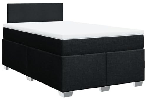 vidaXL Boxspringbett, Polsterbett Bett mit Matratze Matratzenauflage, Bettgestell mit Kopfteil Lattenrost, Doppelbett für Schlafzimmer, Schwarz 120x190cm Stoff