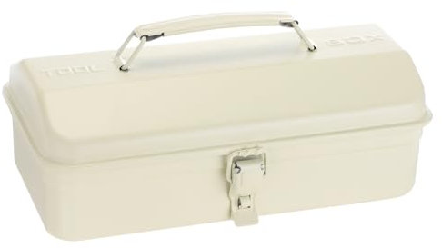 sourcing map Boîte à outils portable en acier de 29 cm avec fermeture à loquet en métal pour maison, atelier, voiture, blanc