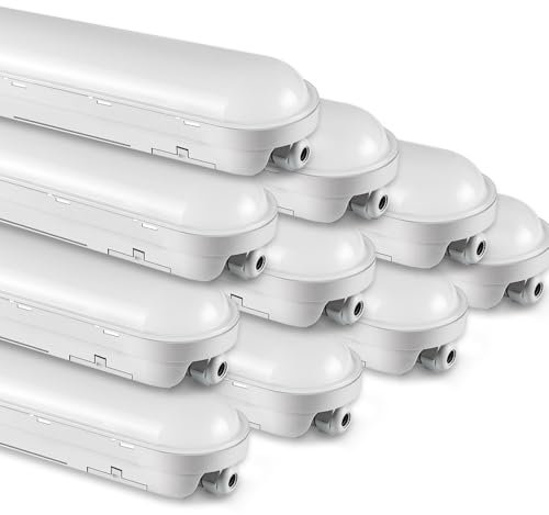 buling 10 Stück Feuchtraumleuchte LED 120CM, 36W 4500LM Lampe Röhre, Verknüpfbar Wannenleuchte IP65 Wasserfest Leuchtstoffröhre Leuchte für Büro Keller Garage, Kaltweiß 5000K