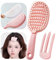 HAOJOYFUN Haarbürste ohne Ziepen, Herausnehmbare Borsten zur einfachen Reinigung, Entwirren und Glätten von Locken, glatten und nassen Haaren, einfaches Kämmen von verfilztem Haar, praktische Haarbürs