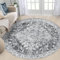 Famibay Teppich Wohnzimmer Rund 160cm Waschbarer Teppich Schlafzimmer Kurzflor Dunkelgrau Runder Wohnzimmerteppich Weich Vintage rutschfest für Wohnzimmer Schlafzimmer Esszimmer