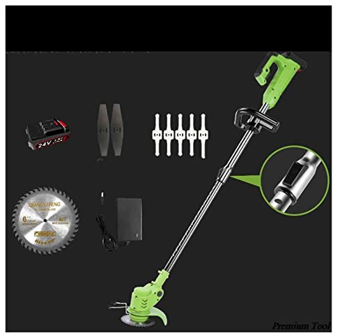 Tondeuse à gazon électrique sans fil 12V/24V avec batterie 2xBattery 800W Lithium tondeuse à gazon électrique mauvaises herbes désherbeuse outils d'élagage de jardin(24v green Type A)