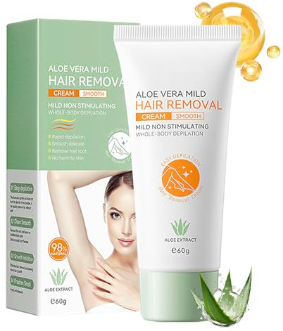 Haarentfernungscreme, Sanft Haarentfernungs Creme mit Aloe Vera & Vitamin E, Schnelle & Effektive Haarentfernung für Seidig Glatt Haut, Enthaarungscreme ohne Schmerzen für Bikini Gesicht Körper Frauen