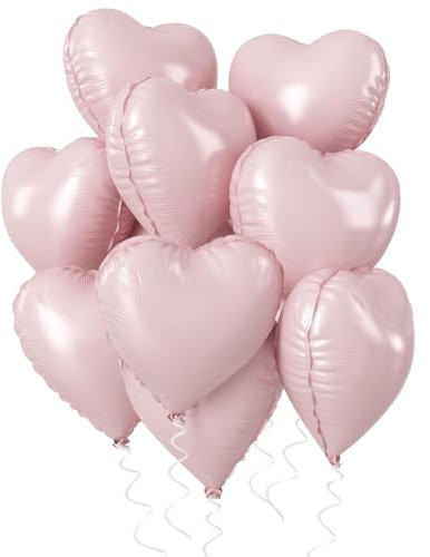 Herz Folienballon Baby Rosa, 10 Stück 18 Zoll Rosa Herz Folien Luftballons Heliumfolie Herzförmige Ballons für Geburtstag Babyparty Hochzeit Verlobung Valentinstag Dekorationen