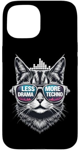 Less Drama, More Techno – Cat-Level Chill - Level Loud Coque pour iPhone 15