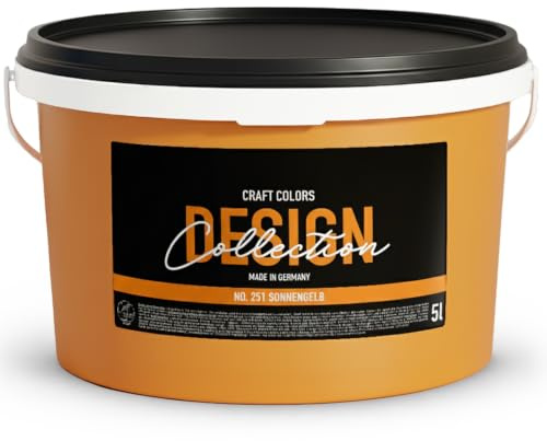 Craft Colors® hochwertige Wandfarbe edelmatt, Kreidefarbe made in Germany, DESIGN Collection No. 251 Sonnengelb (2,5L)