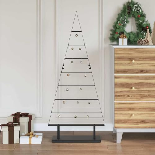 GeenYuu Árbol de Navidad de metal con soporte negro de 125,5 cm de acero, minimalista, para salón y oficina, plegable, resistente, ideal para interiores y exteriores protegidos