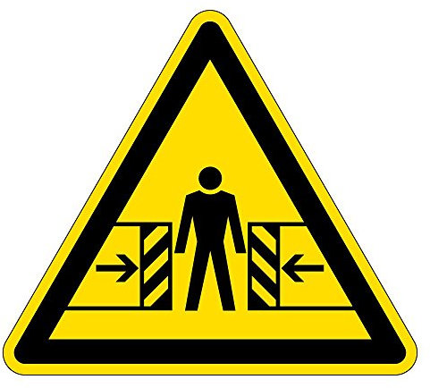 Warnzeichen - Warnung vor Quetschgefahr - Kunststoff Selbstklebend 25 x 25 cm