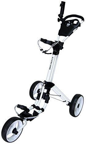 QWIK-FOLD Golfwagen mit 3 Rädern, Fußbremse, klappbares Design, Öffnen und Schließen innerhalb von Sekunden Farbe: Weiß/Weiß.
