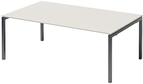 BISLEY Cito Chefarbeitsplatz/Konferenztisch, 740 mm höhenfixes U-Gestell, Metall, Gw334 Dekor Grauweiß, Gestell Anthrazitgrau, 120 x 200 x 85 cm