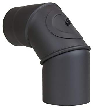 LANZZAS Ofenrohr Bogen 0° - 90° verstellbar mit Tür - im Durchmesser Ø 120 mm - Farbe: schwarz - Kaminrohr/Knie Bogen mit Reinigungsverschluss