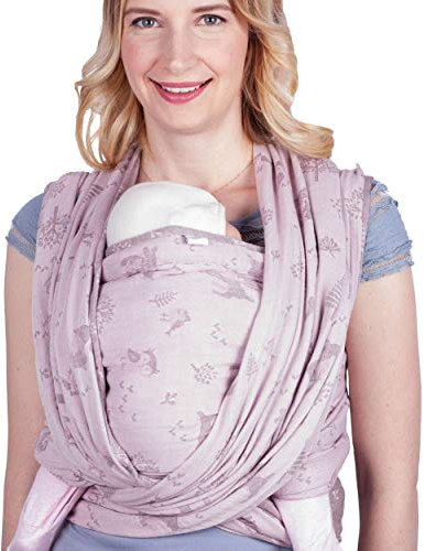 SCHMUSEWOLKE Tragetuch Baby Sommer Musselin Wild BIO-Baumwolle 70 x 485 cm Babysize-Toddlersize Neugeborene und Kleinkinder 0-24 Monate 3-16 kg Bauch- und Rückentragetuch