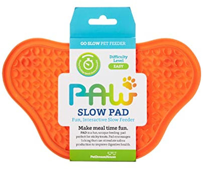 PAW Feeder PetDreamHouse Alfombrilla de baño o Ducha con Ventosa para lamer Pasta, Salsa, yogures o Mantequilla de maní, Color Naranja