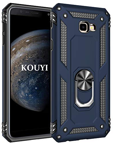 KOUYI Kompatibel mit Galaxy J4 Plus, Handyhülle Cover TPU Magnetische Bumper Stoßdämpfung Schutzhülle mit 360 Grad Drehbar Ringhalter für Samsung Galaxy J4 Plus (Blau)