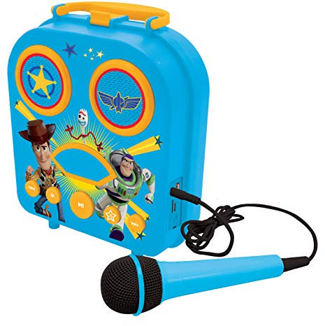 Disney Toy Story 4, Mon Enceinte connectée avec Micro, Prise Jack, Port TF/SD, Fonction Karaoké, Bleu, BTC050TS