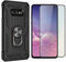 NALIA Coque + Verre Trempé Compatible avec Samsung Galaxy S10e, 9H Tempered Glass & Cover avec Anneau Rotation de 360°, Support de Voiture Magnetique, Hard-Case & Silicone Bumper, Couleur:Noir