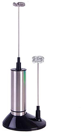 Mousseur À Lait Électrique, Mousseur de Lait Électrique avec 2 Têtes Fouet De Lait Portable en Acier Inoxydable pour Crème, Lait, Café