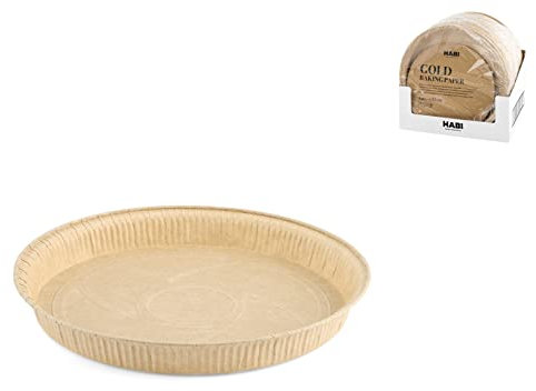 HABI GOLD - 4er-Set runde Kuchenformen aus antihaftbeschichtetem Papier, Formenset aus recyclebarem, natürlichem, biologisch abbaubarem, widerstandsfähigem Material, Durchmesser 23 cm - Beige