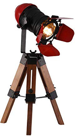 Retro Industrial Wooden Table Lamp, Creative Camera Scalable Bedside Light, Bedroom Desk Reading Tripod Table Lamp,Solid Wood Fill Light Table Lamp,Iron Modeling Lamp Body