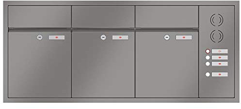 RENZ/Plan / 3er Unterputz-Briefkastenanlage Einbau-Briefkasten mit Sprechfeld/RAL-Farbe 9007 Volumen 21 L/Dein-Briefkasten.de