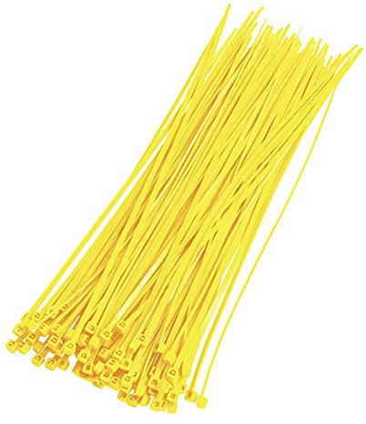OSXCAUES collier de serrage plastique,serre cable plastique,Bride de câble en plastique autobloquante 2,5 x 200 mm Jaune Haute Résistance Matériau en Nylon Anti-UV Cravate