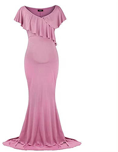 Daysskk Robe Grossesse Shooting Photo Robe Grossesse Pink Photographie Robe Femme Enceinte Shooting Photo Robe de Maternité Shooting Photo pour Plage Wedding Cérémonie XL
