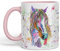 Vixar Tazza colorata con cavallo acquerello arcobaleno arte, regalo, compleanno, lavoro, ufficio, tè e caffè di Natale (rosa)