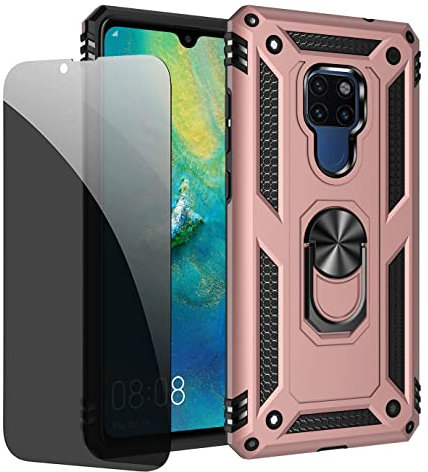 JOYTAG Schutzhülle kompatibel mit Huawei Mate 20, Roségold, mit Displayschutzfolie aus Sichtglas, Anti-Spy
