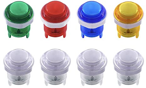 SJ@JX 8X Arcade 28mm Pulsante LED Tastiera MX Microswitch Vite in Tipo Pulsante Luce per Gioco Arcade MAME Jamma Joystick Raspberry Pi Macchina E Multicolore