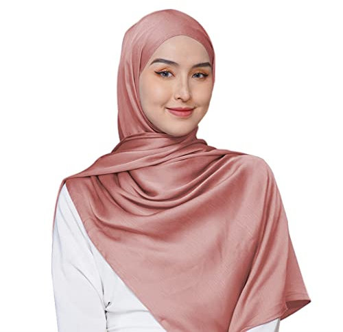 Modisches Damen-Kopftuch aus Satin, rose, Einheitsgröße