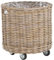 Korb-Outlet Großer Pflanzkorb Rattan grau XXL Pflanzkübel Blumentopf mit Rollen Rollkorb Rattankorb (Grau Natur, Rund klein)