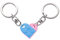 Porte-Clés en Forme Coeur, 2 Pièces Porte Clé Coeur Couple Porte-Clés pour Petit Ami Cadeau Porte-Clés Décorations Coeur Cadeau Saint Valentin pour Petite Amie Petit Ami (Rose + bleu)